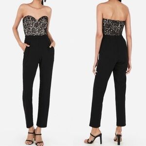 Express Black Lace Strapless Jumpsuit